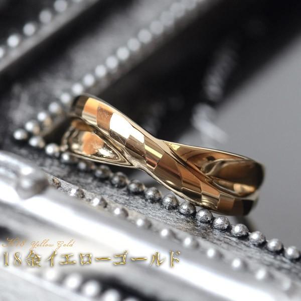 18金 リング 指輪 k18リング 18金ゴールド 多面カット ウェーブライン