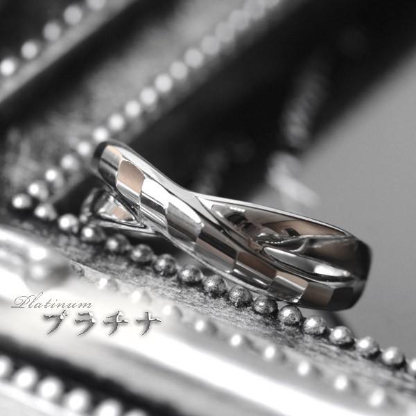 プラチナ リング 指輪 デザイン レディース 多面カット ウェーブライン