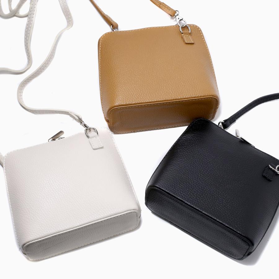 ショルダーバッグ 牛革 レザー シボ加工 イタリア製 カバン ブラック