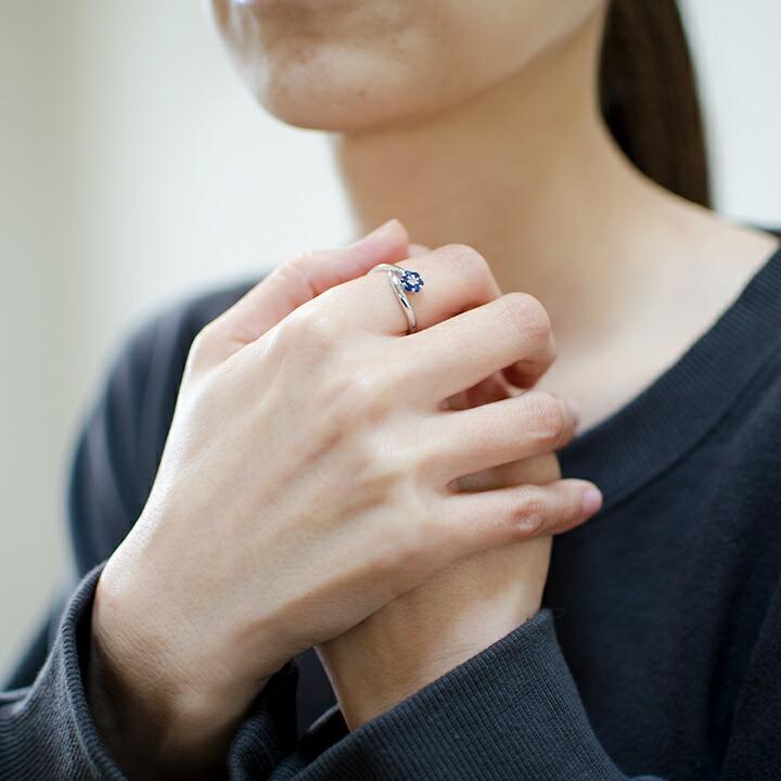 指輪 リング ブルーサファイア ダイヤモンド フラワーモチーフ