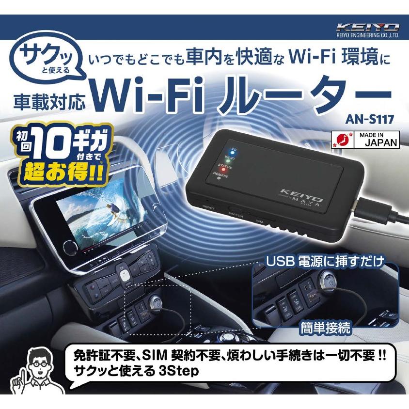 New Bridge KEIYO サクッとWi-Fi ルーター AN-S117 車載対応 Wi-Fi