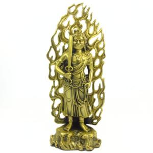 不動明王 仏像 不動明王像 木像 桧木 置物 不動尊 高さ17cm 倶利