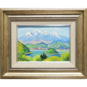 絵画 油絵 新緑の信州風景 （広瀬明） 【肉筆】【油絵】【日本の風景