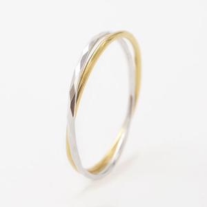 プラチナ 18金 リング Pt900 K18 コンビ ダイヤモンド 0.1ct 指輪 圧巻