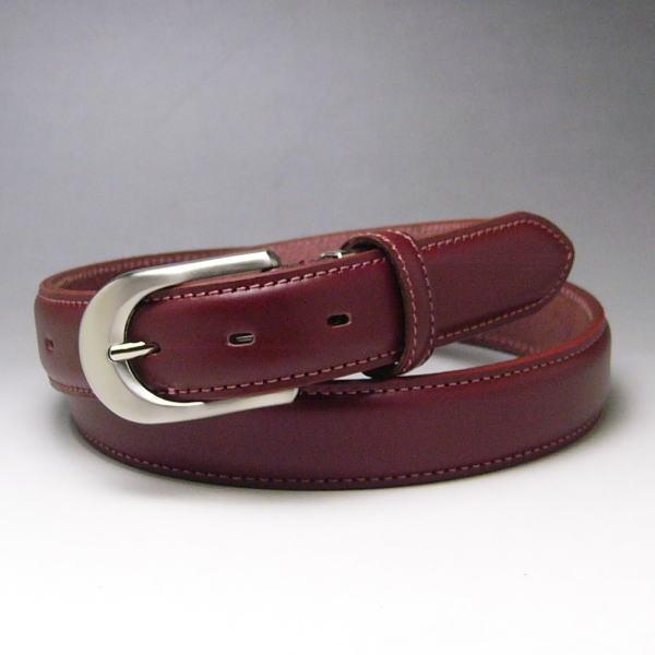 姫路レザー 本革 日本製 ビジネス ベルト 30mm 52 ワインレッド 新品