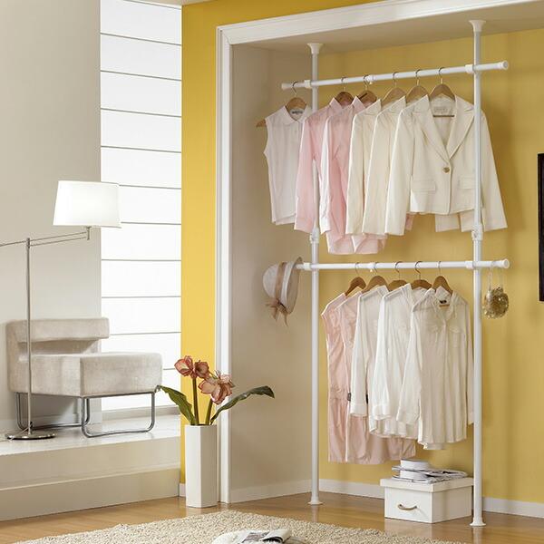 山善（YAMAZEN） ワンタッチ式 突っ張りポールハンガー(ダブル) WJ-120