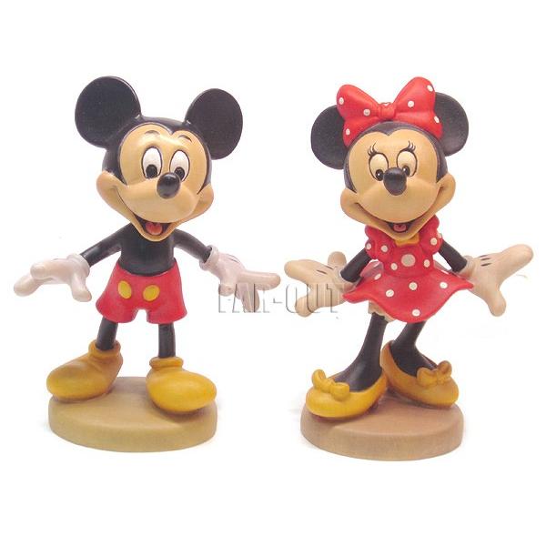 ミッキー&ミニー 木彫り 人形 ドール フィギュアリン 2点セット CONRAD