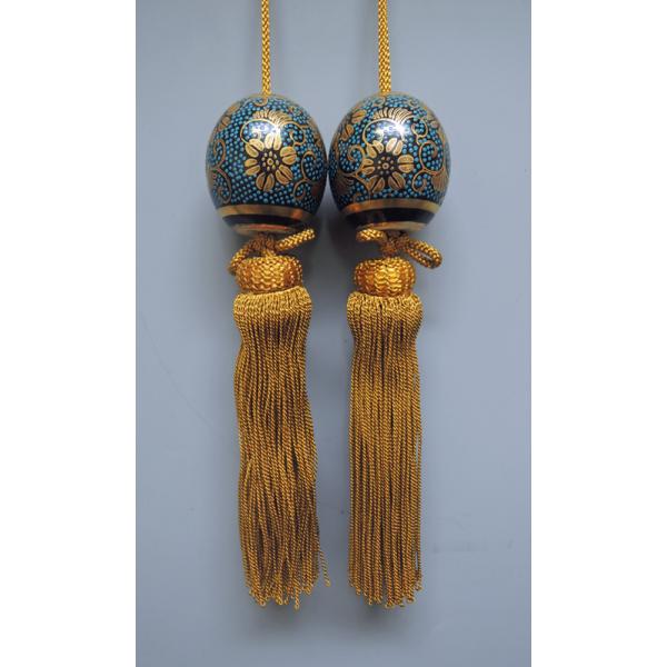 掛け軸小物 高級風鎮 青粒鉄仙（九谷焼）（化粧箱入り） （掛軸