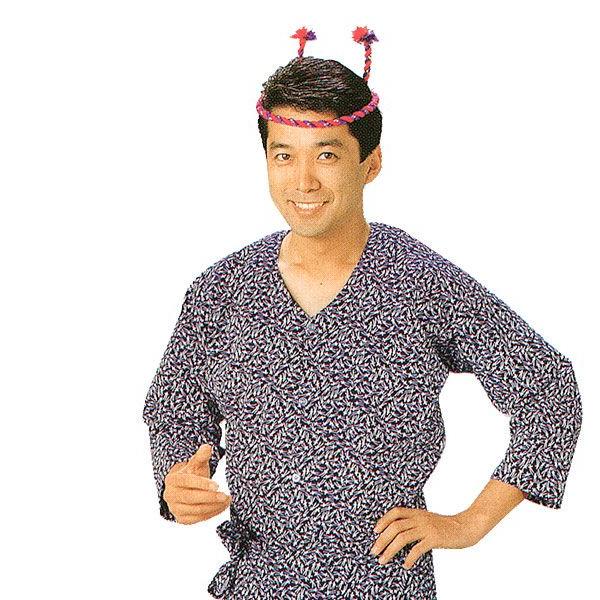 鯉口シャツ 祭り ダボシャツ メンズ レディース 小紋 紺 松葉 祭り用品