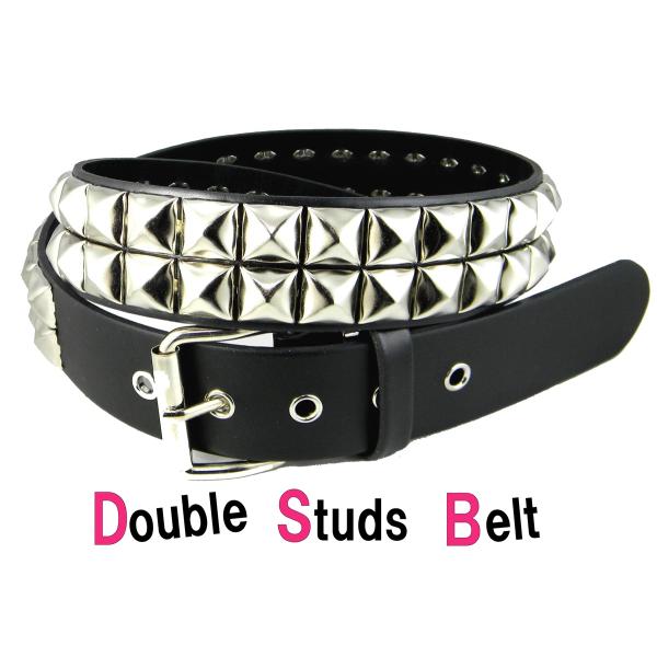 スタッズベルト 本革ベルトレザー ニ連ピラミッド鋲/送料無料 : HAVANA