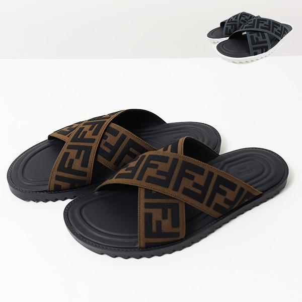 FENDI（フェンディ） FF Logo Cross Slider Slippers 7X1222 A63T