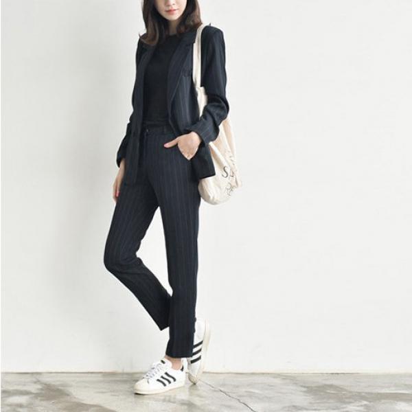 セットアップ パンツスーツ ストライプ シック テーラードジャケット