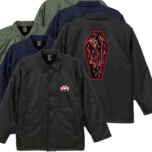 コフィンスカル ボア付き コーチジャケット ドクロ スカル バイカー