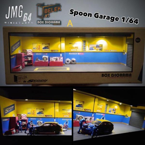 JMG64 BELEK art BOX DIORAMA SPOON SPORTS Garage ※1/64スケール