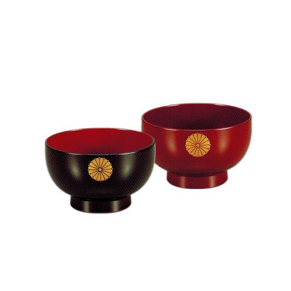 家紋 叙勲・家紋 溜内朱・朱 丸型 夫婦椀 菊紋入(漆) 2客 セット 漆
