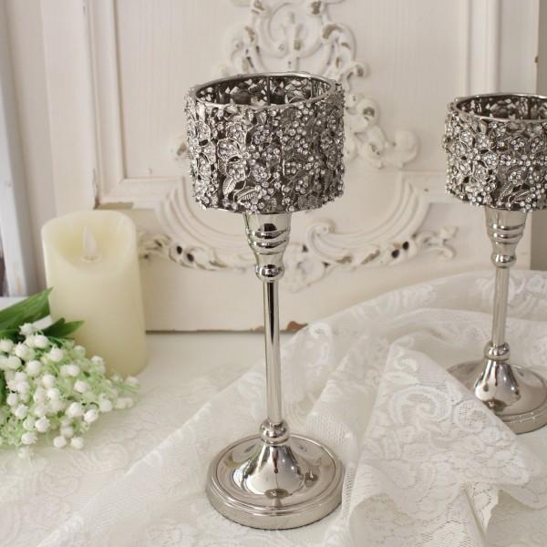 SALE30%OFF) キャンドルホルダー シルバー 金属製 ラインストーン