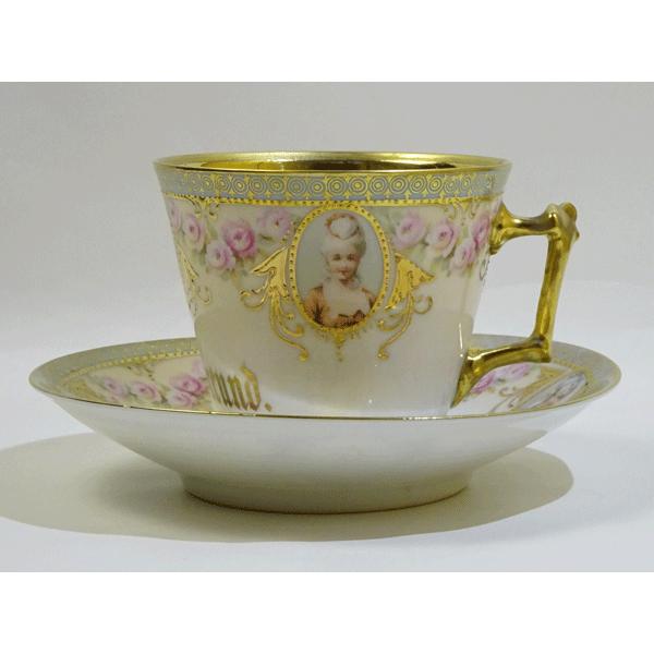 マリーアントワネット風ロココ調名品/肖像画カップソーサー