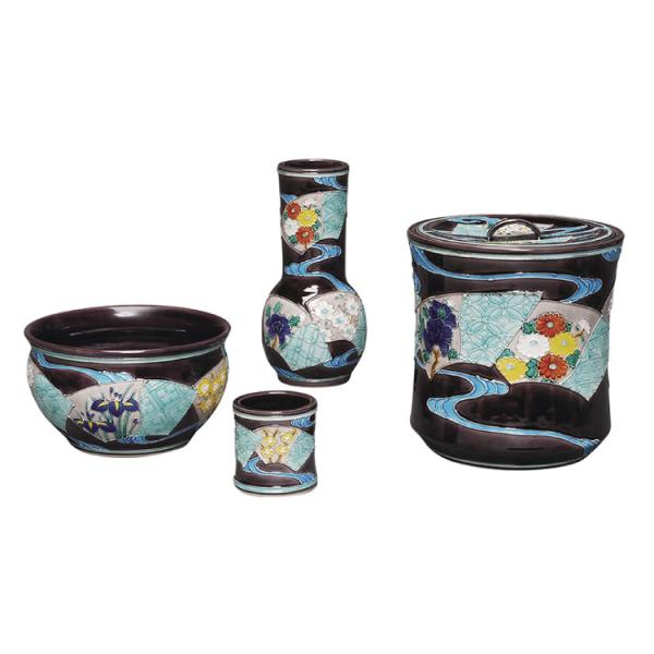 皆具 紫交趾 地紙草花 谷口菁嵐作 茶道 茶道具 : 和空間ヤフーショップ