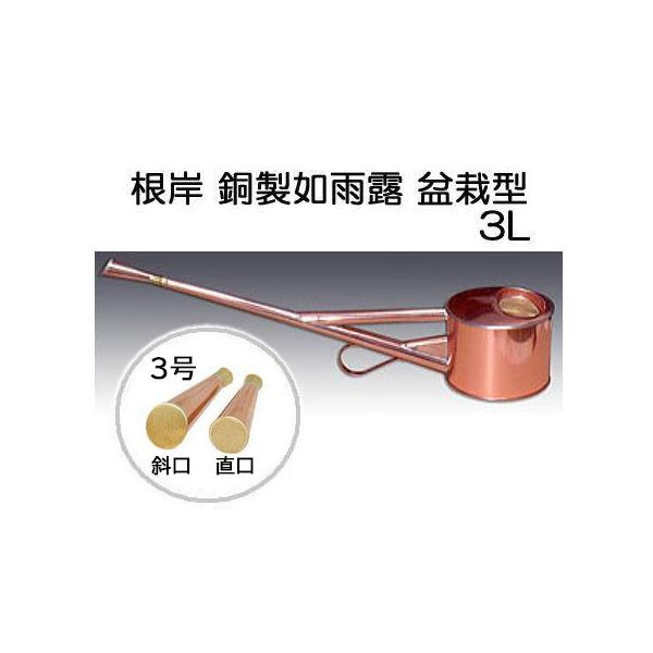 根岸産業 銅製 盆栽型如雨露 3号 (約3L ジョーロ 斜口・直口付き) 如露