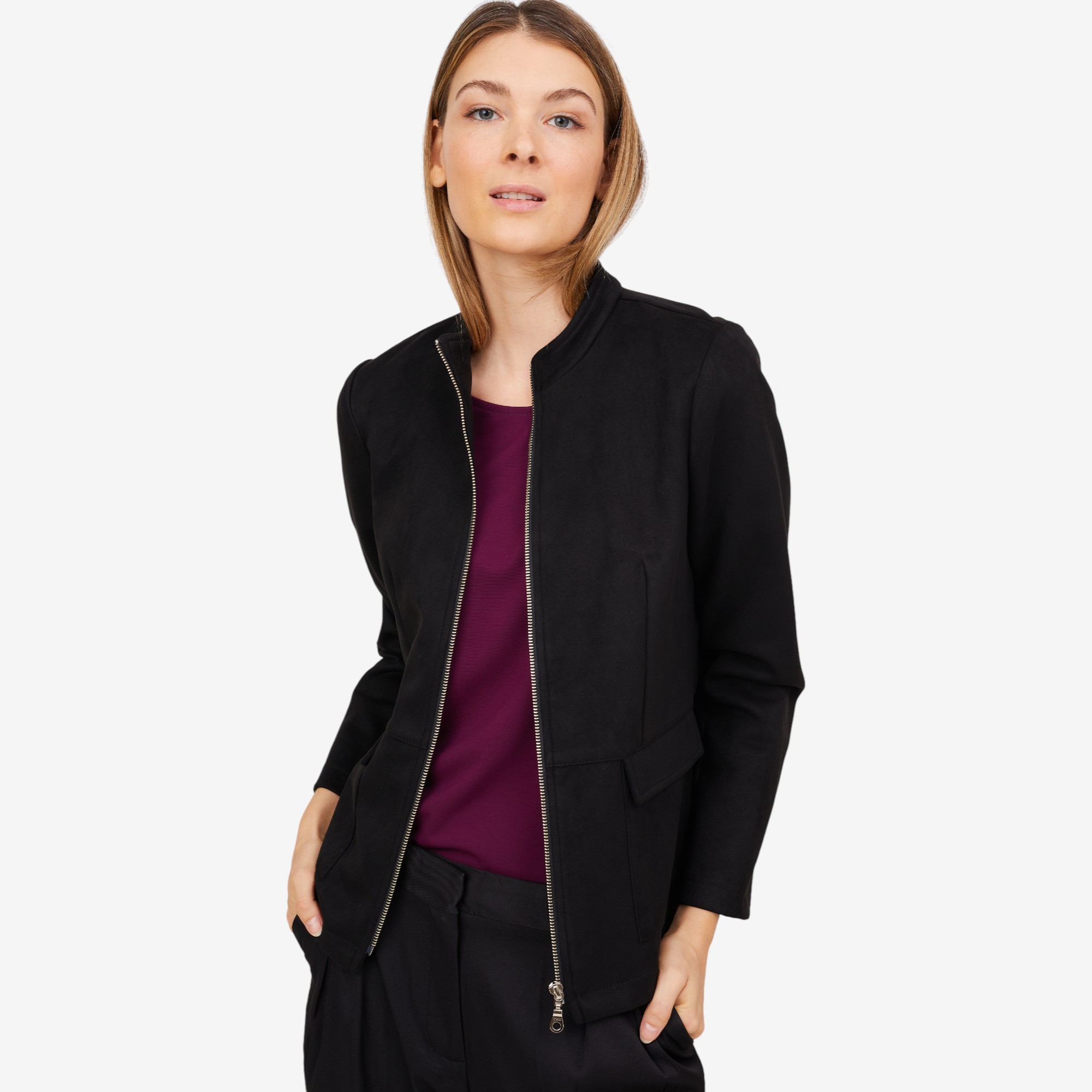 Mr. Max Stretch Faux Suede Zip Jacket - TSC.ca