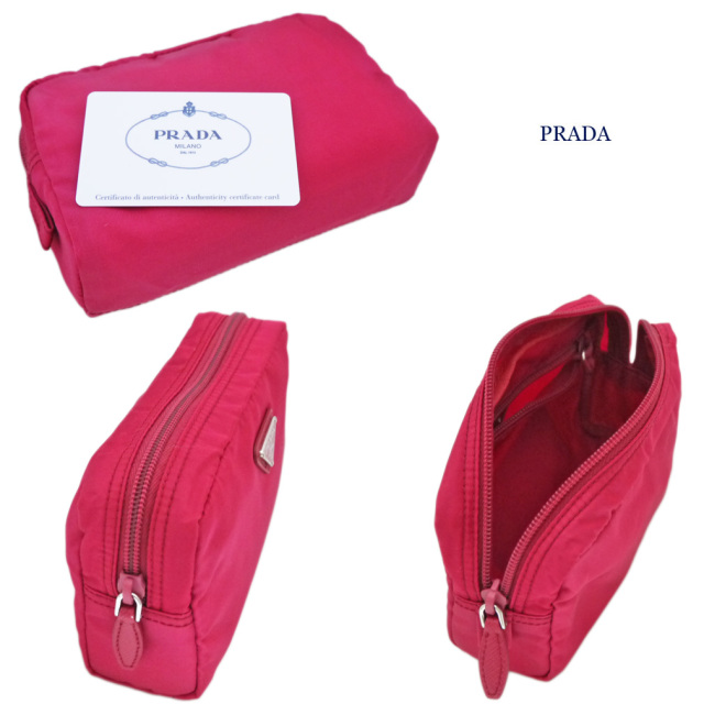 プラダ ナイロン化粧ポーチ ピンク(IBISCO) 1NA021 PRADA