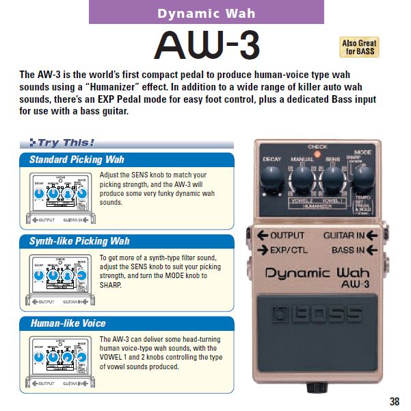 ギター BOSS AW-3 Amazon.com: BOSS AW-3 Dynamic Wah Effect Pedal (AW-3) : Musical