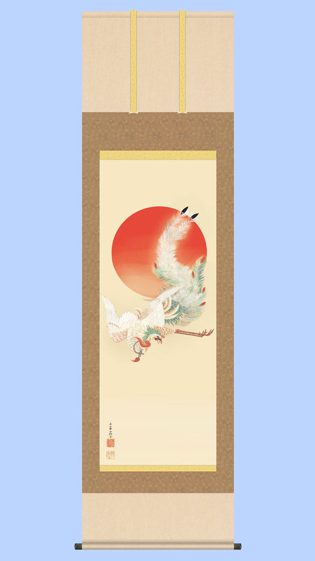 日出鳳凰図 伊藤若冲｜吉祥と繁栄を象徴する名画複製掛け軸 – 寿鳳人形