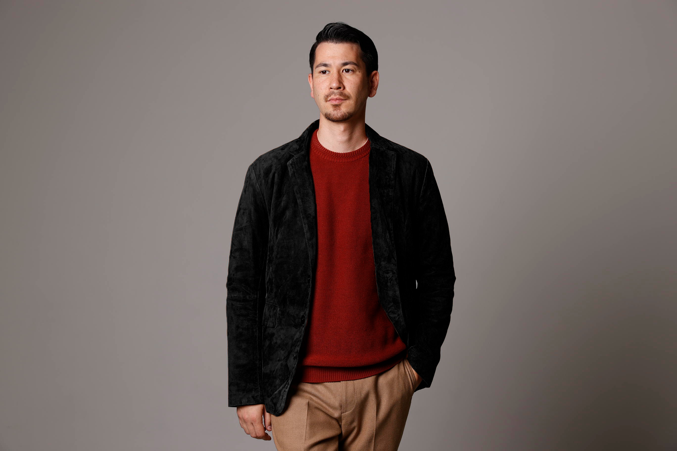 Mo-Laws 山羊革 スエード テーラードジャケット 2つボタン メンズ