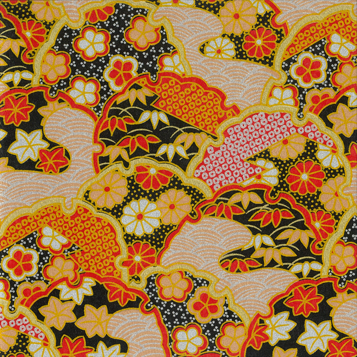 京 手染め友禅紙 蒔絵 五柄 P0124 - おりがみのクラサワ