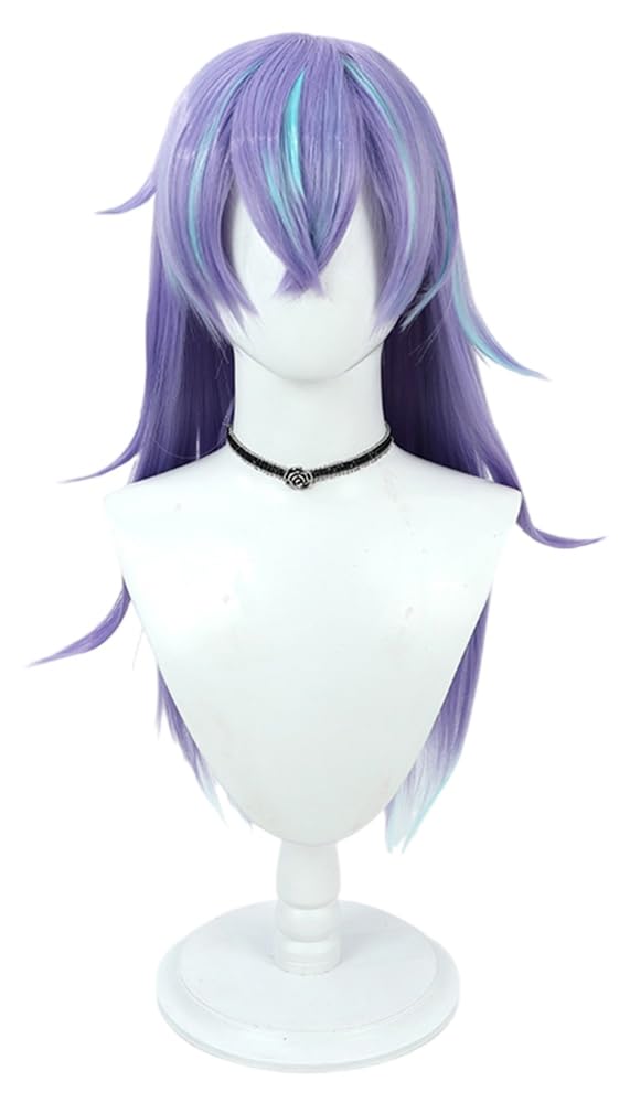 Amazon.co.jp: 星導ショウ コスプレウィッグ パープル ブルーメッシュ