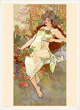 Amazon.co.jp: ポスター アルフォンス ミュシャ 四季「秋」 額装品