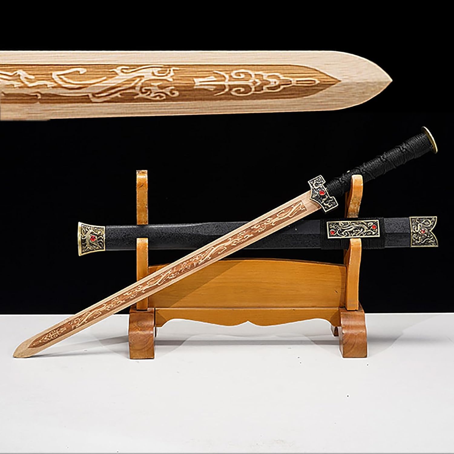 中華武術 刃长73 cm 漢剣・模造刀・模擬刀 練習 武具 【品名】：『龍淵