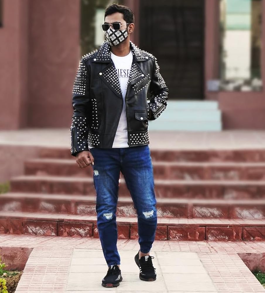 Amazon | Brando メンズ オートバイ ロック パンク スパイクスタッド