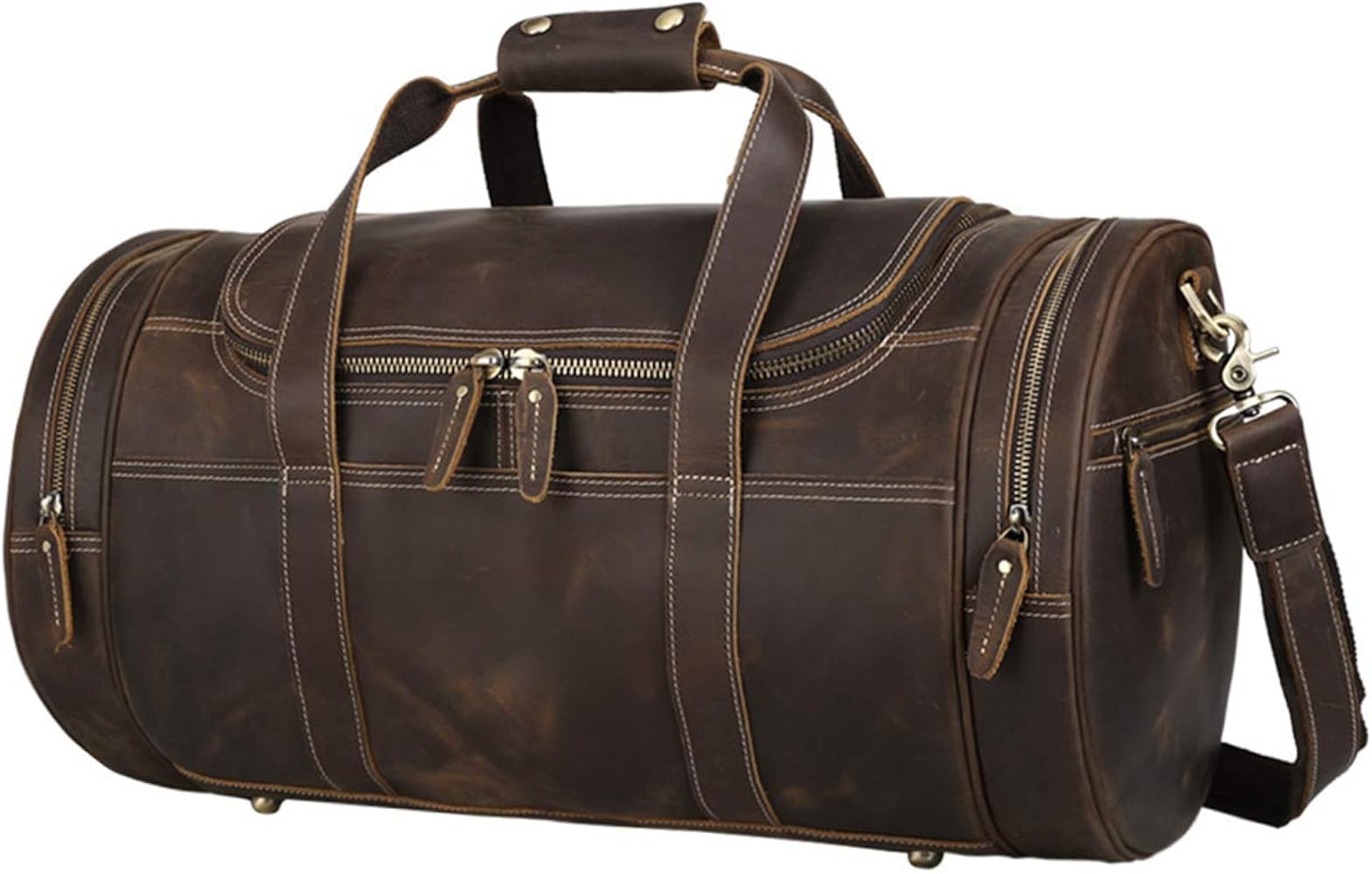 Amazon.co.jp: ボックス型 大容量 厚手牛革 ボストンバッグ メンズ 本