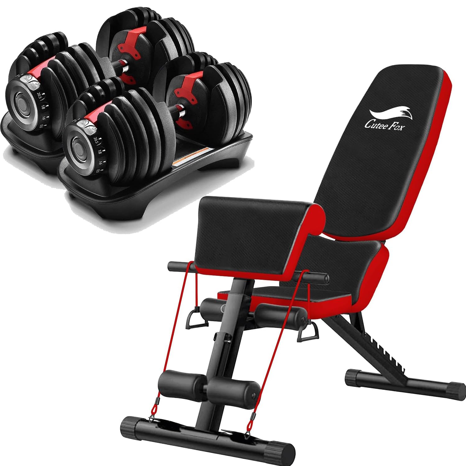 東京都引き取り限定】iROTECトレーニングベンチ 黒赤 ダンベル セット