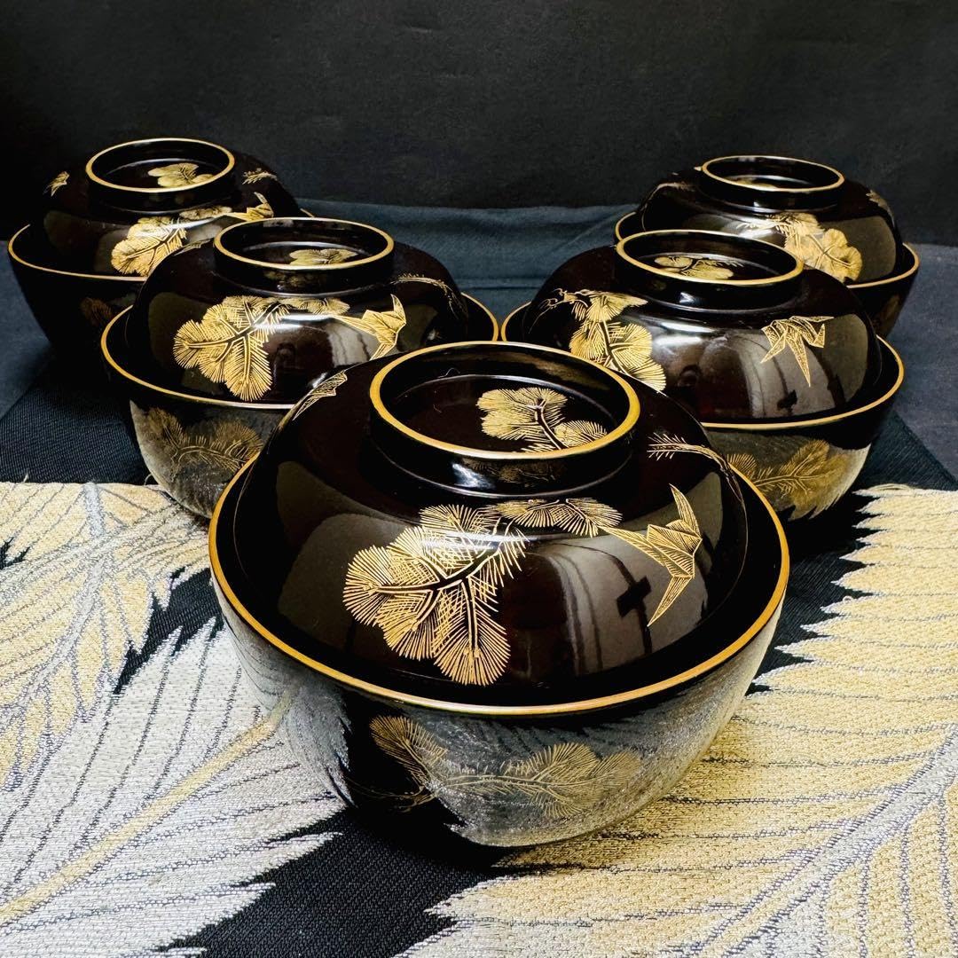 輪島塗 漆器 金蒔絵 蒔絵 沈金 蓋椀 華唐草 唐草 人間国宝 10客