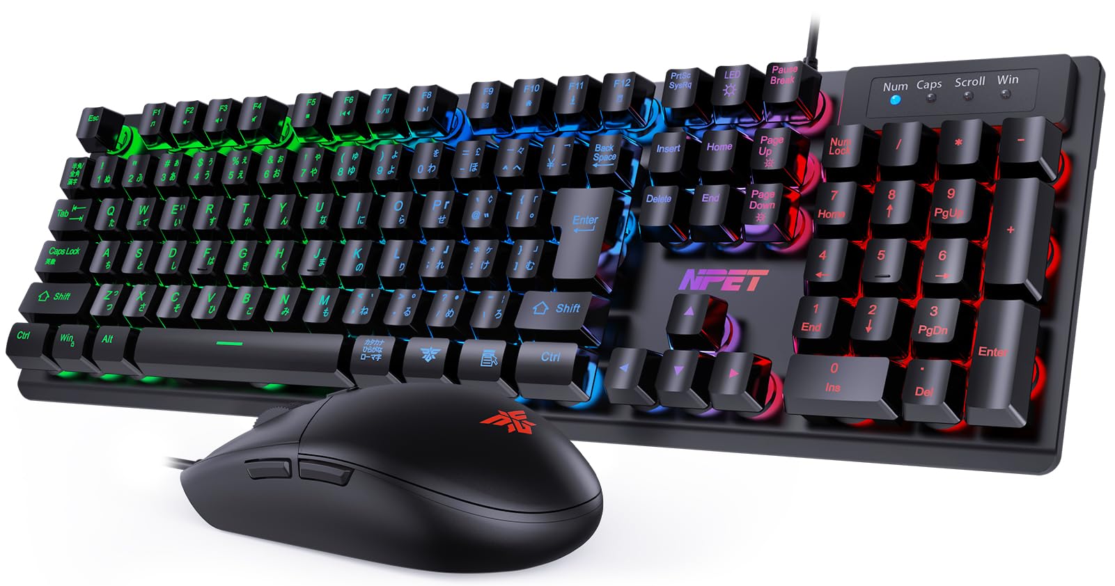 Amazon | NPET キーボード マウス セット ゲーミング LED バックライト