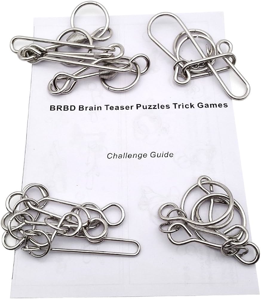 Amazon.com: Set of 4 Advanced IQ Toys Brain Teasers Metal Puzzles