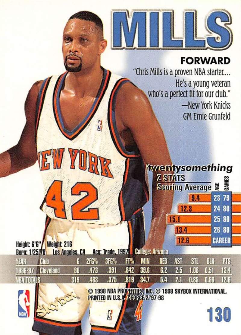 Amazon.com: 1997-98 Z-Force Basketball #130 Chris Mills New York