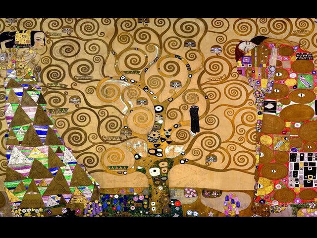 玄関をクリムトの間に模様替え・『生命の樹』のモール額と壁紙張り