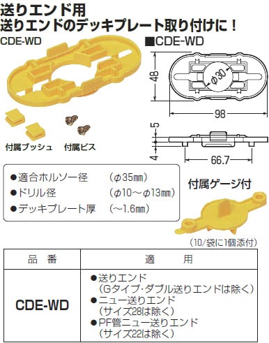 CDE-WD 未来工業 送りエンド用デッキプレート台座（10個入） 即配