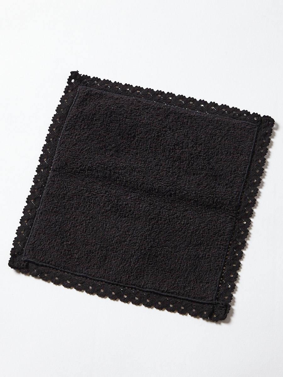 喪服・礼服用】レース付きブラックフォーマルタオルハンカチ(FREE