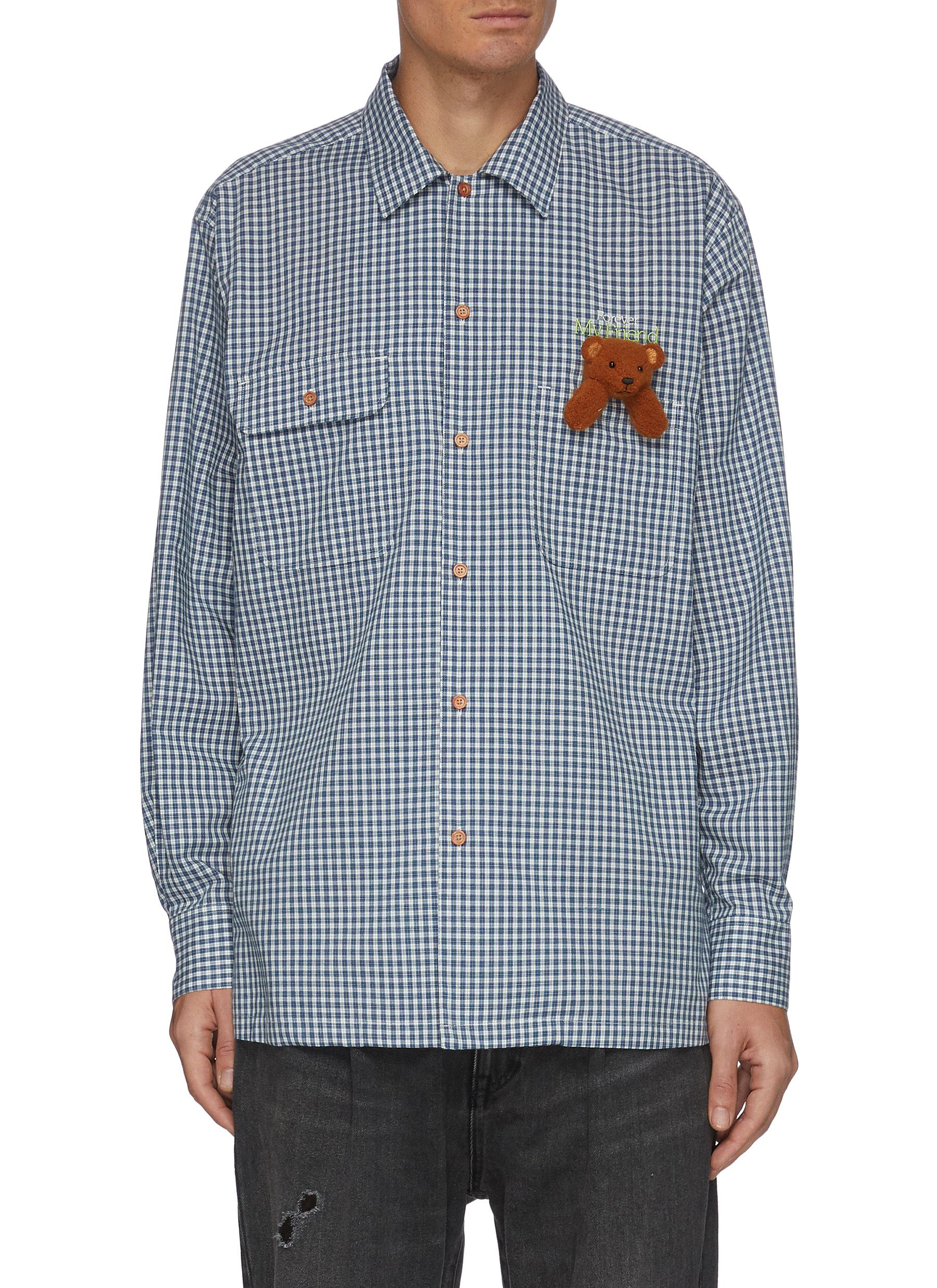 Doublet Embroidered Puppet Forever My Friend Slogan Checked Shirt