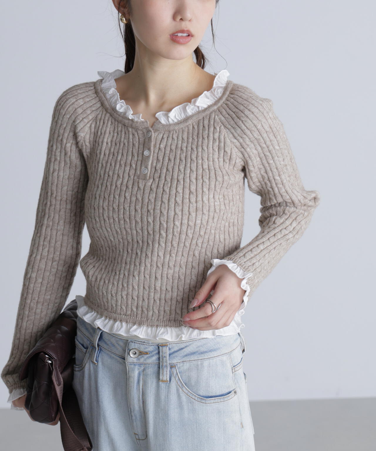 フリルドッキングコンパクトケーブルニット | FREE'S MART（フリーズ