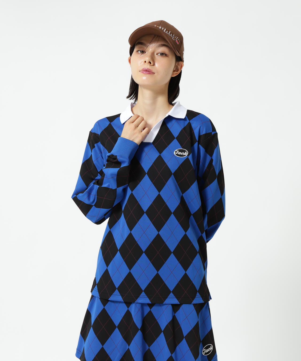 アーガイルジャガード長袖ポロシャツ | Jack Bunny!!（ジャックバニー