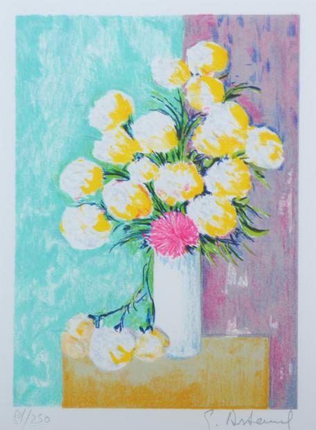 花の絵画をリトグラフの版画で制作したジルベール・アルトーの花の絵