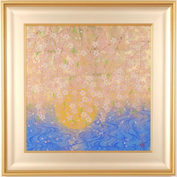 日本画の絵画で渡辺章雄が描いた和の桜の絵の日本画「春麗」を通販で販売