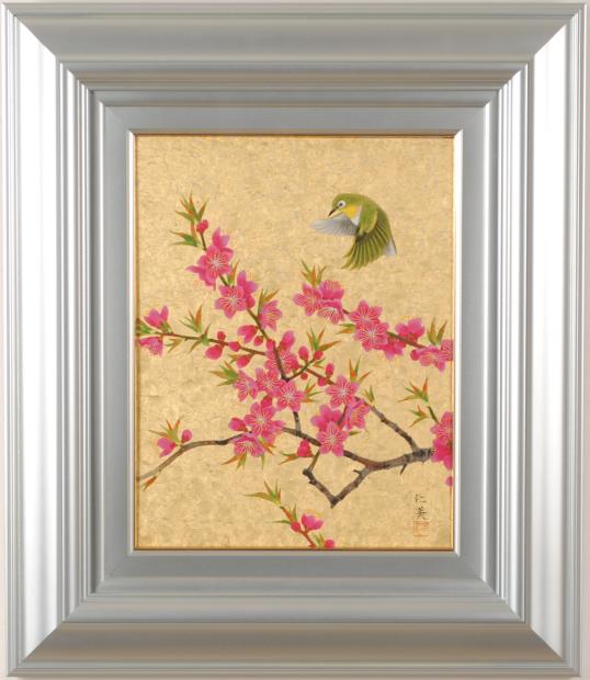 日本画の絵画で田村仁美が描いた和の梅の花の絵「春の日差しに」を通販
