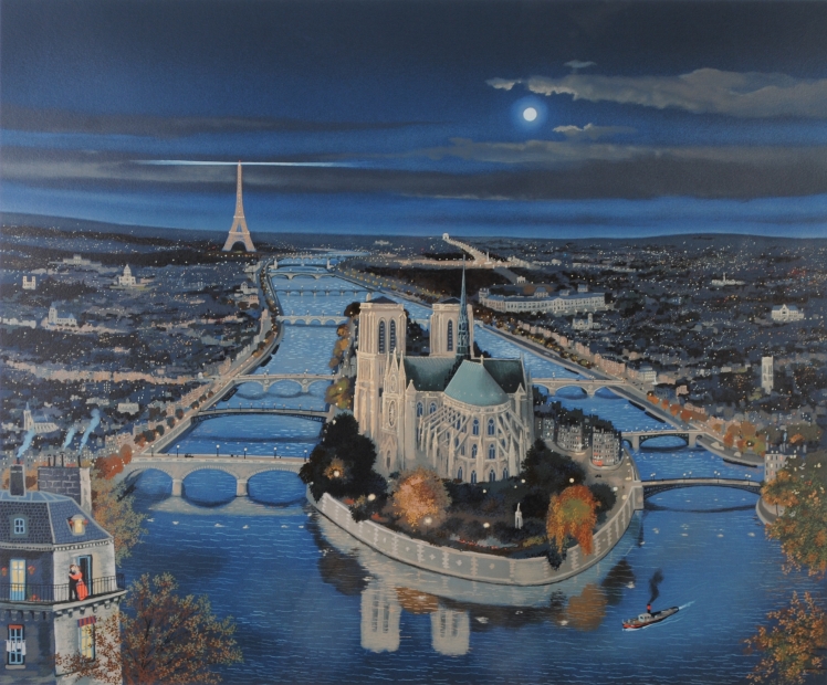 ミッシェル・ドラクロワのパリの風景画の絵画「ハート・オブ・パリ」を