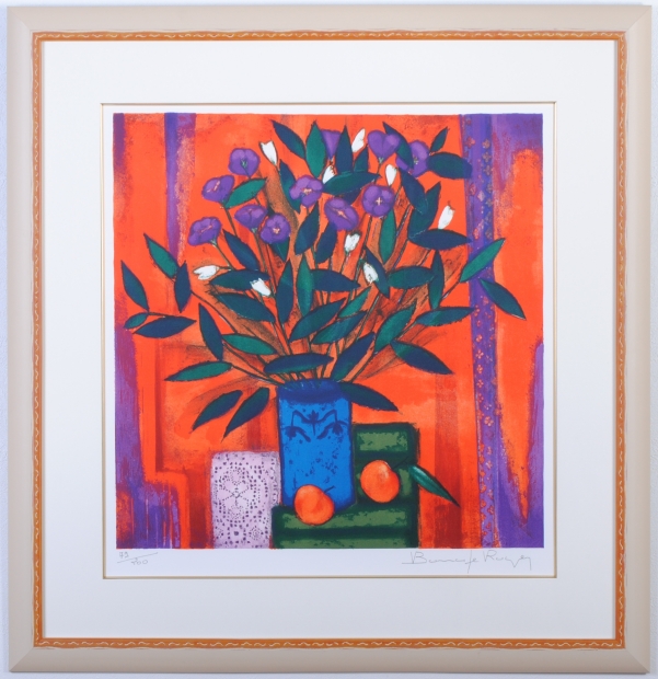 花の絵画をリトグラフの版画で制作したロジェ・ボナフェの花の絵「花束